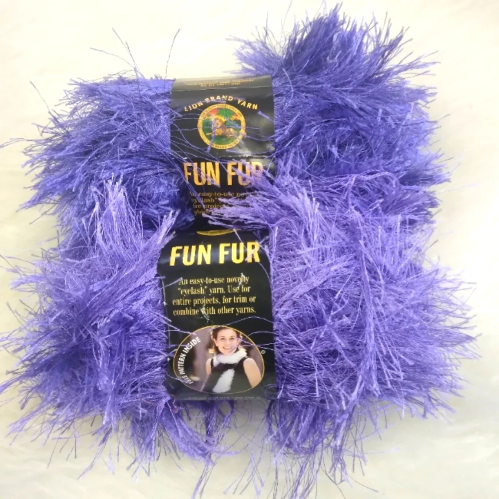 YARN Lion Brand Fun Fur Eyelash Yarn in Violet, 2 Skeins